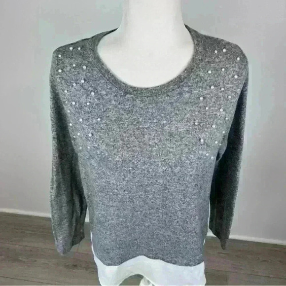 Hannah Grey Crewneck Pullover Sweater Size M - Picture 2 of 10